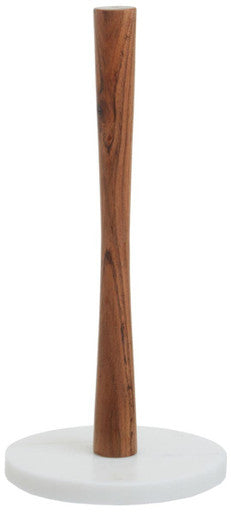Acacia Wood and Marble Kitchen Roll Holder | Monzaro