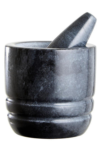 Marmore Black Marble Textured Mortar And Pestle