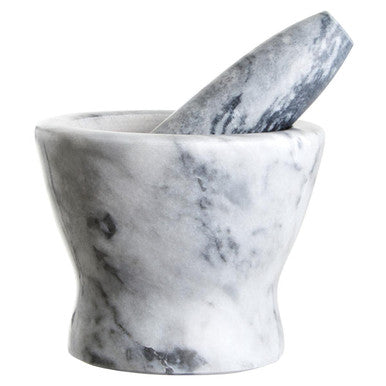 Salerno Grey Marble Curved Mortar And Pestle