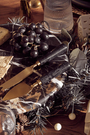 Marmore Black and Gold Marble Cake Stand