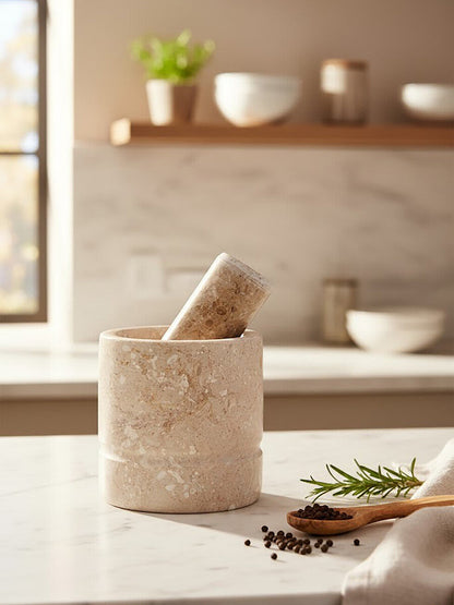 Marmore Cream Marble Mortar And Pestle