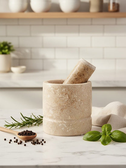 Marmore Cream Marble Mortar And Pestle