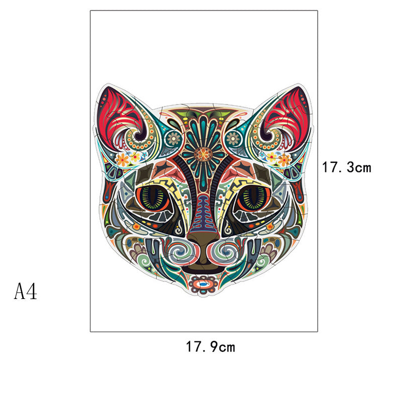 Flower Face Cat Irregular Wooden Puzzle Flat Area Wood