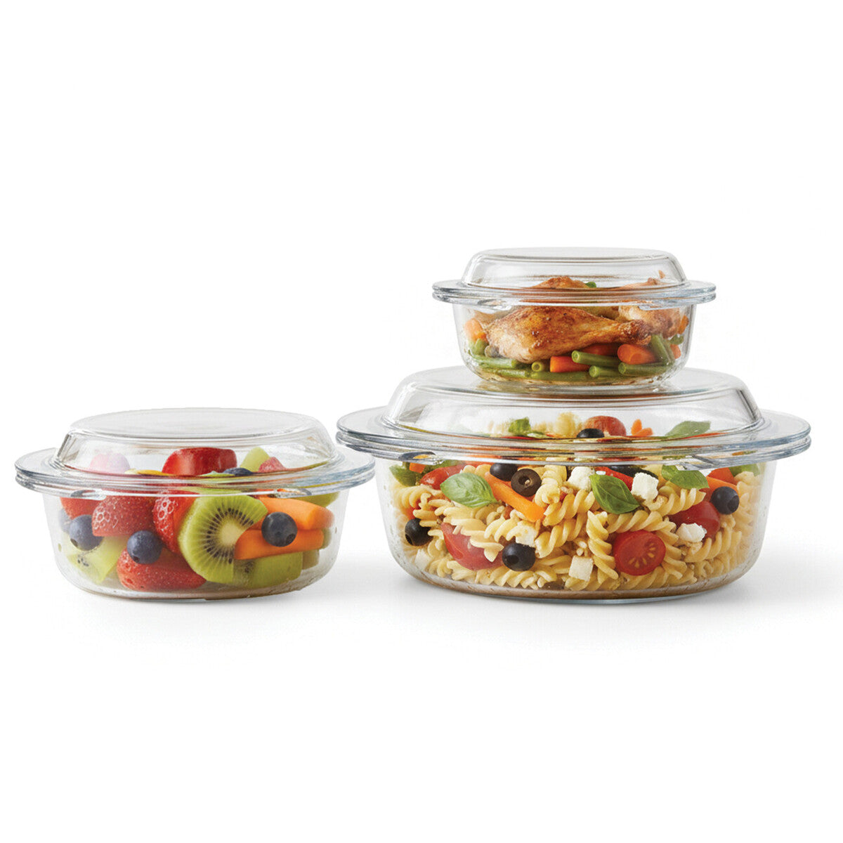 Set Of 3 Borosilicate Glass Casserole Dishes