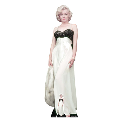 Marilyn Monroe  White Gown and Fur Cardboard Cut Out Height 169cm