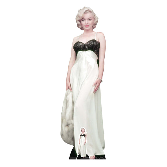 Marilyn Monroe  White Gown and Fur Cardboard Cut Out Height 169cm