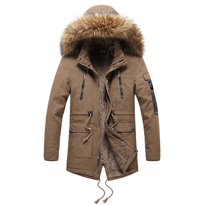 Men's mid-length padded trench coat