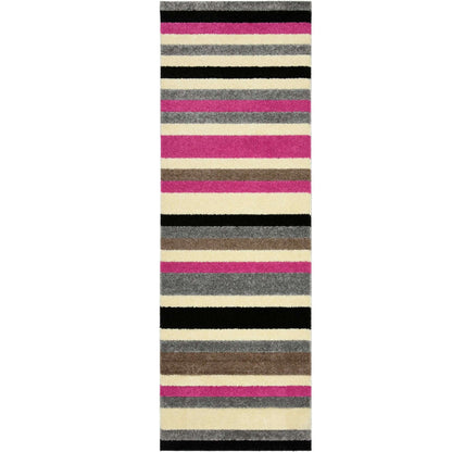 Linea Striped Pink Washable Rug