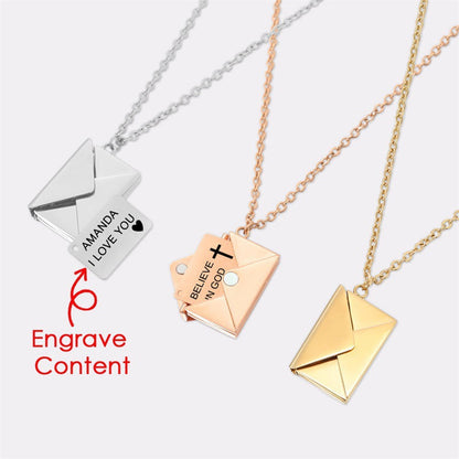 Valentine's Day Gift Envelope Engraved Necklace