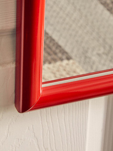 Mize Red Plastic Frame Over Door Mirror