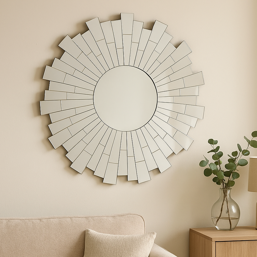 Sunburst Design Round Wall Mirror | Glitzy
