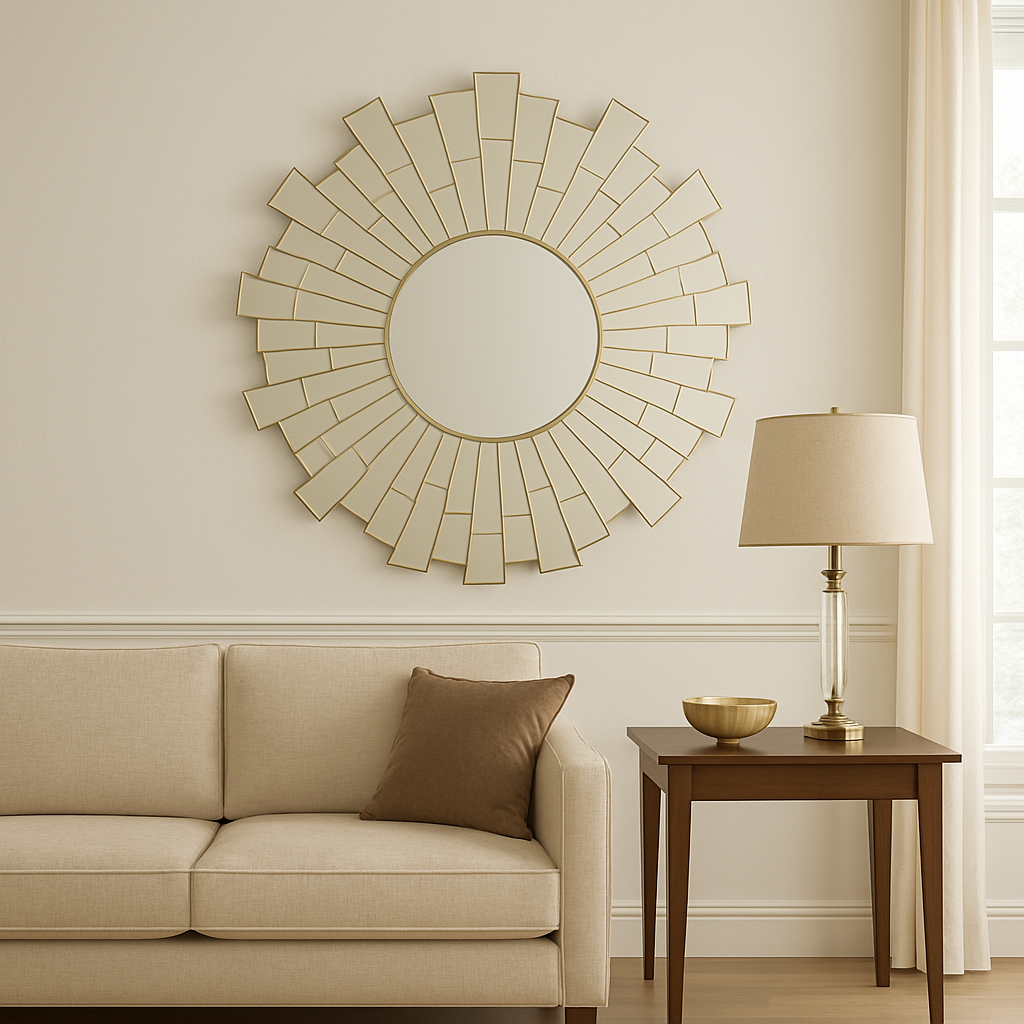 Sunburst Design Round Wall Mirror | Glitzy