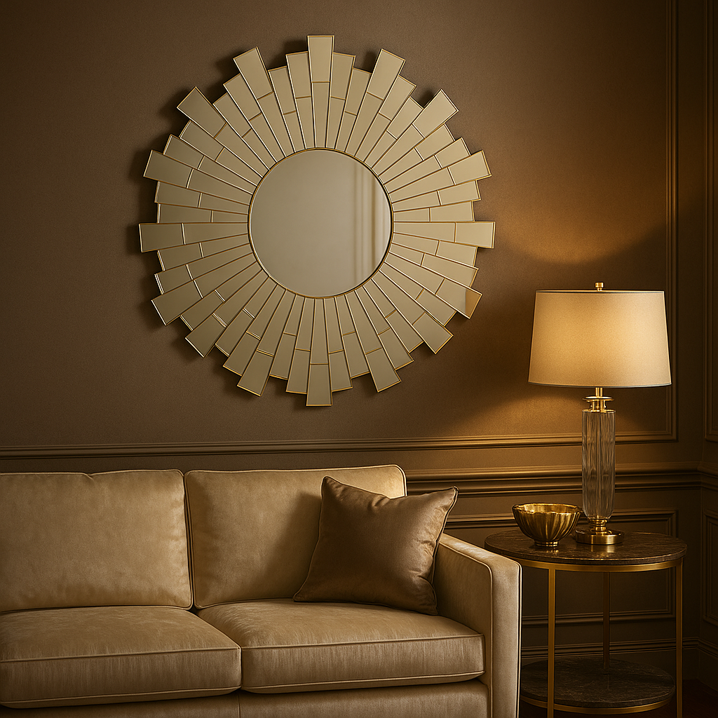 Sunburst Design Round Wall Mirror | Glitzy