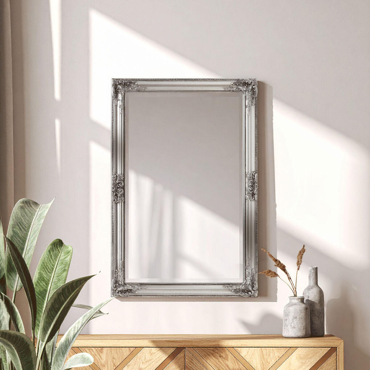 Brussels Rustic Vintage Silver Finish Wall Mirror