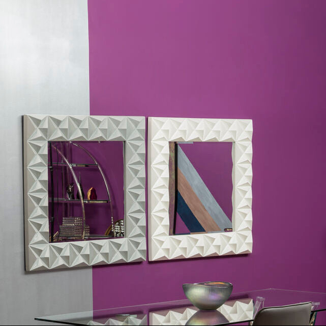Stockholm 3D Effect Wall Mirror With White High Gloss Finish