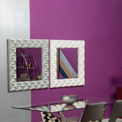 3D Effect Wall Mirror with Grey High Gloss | Stockholm