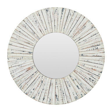 Driftwood White Wash Round Wall Mirror