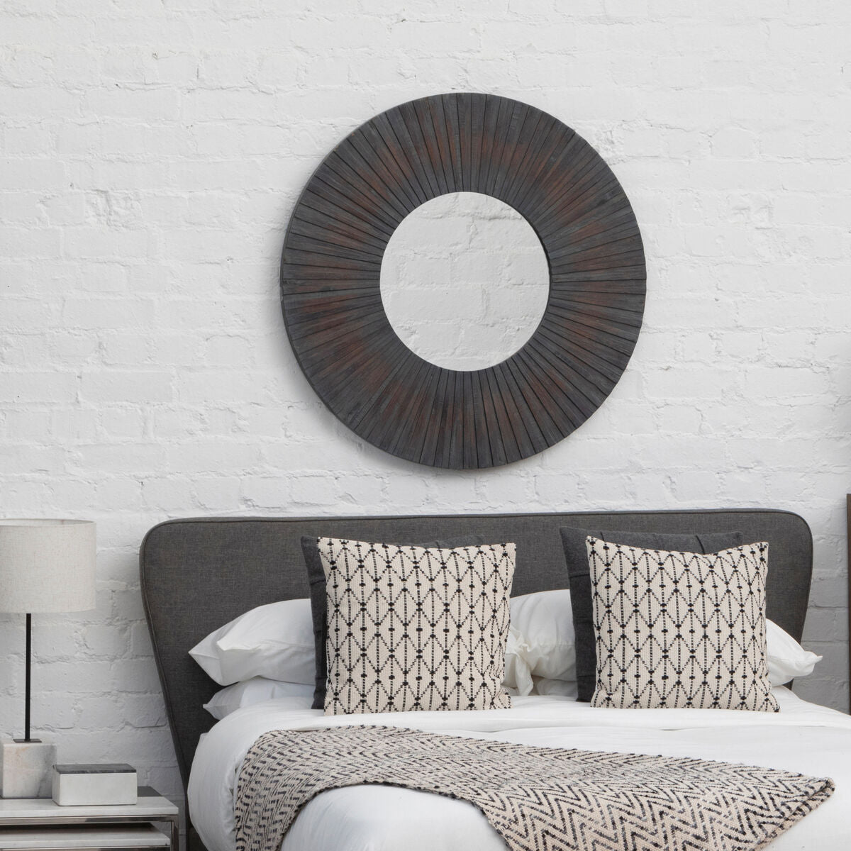 Barn Antique Wood Effect Wall Mirror