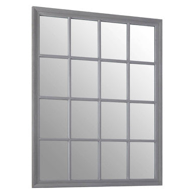 Hawthorne Antique Grey Finish Wooden Grid Wall Mirror