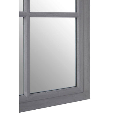 Hawthorne Antique Grey Finish Wooden Grid Wall Mirror
