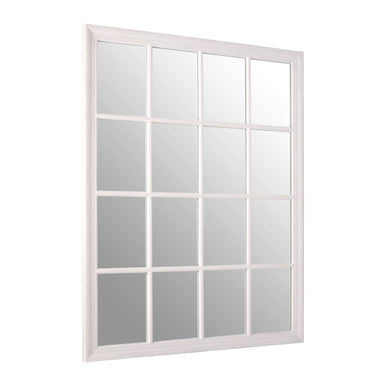 Hawthorne Antique White Finish Wooden Grid Wall Mirror