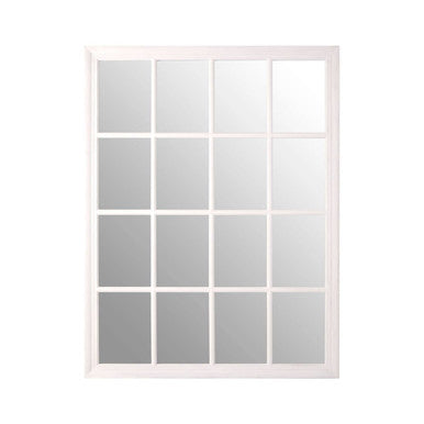 Hawthorne Antique White Finish Wooden Grid Wall Mirror