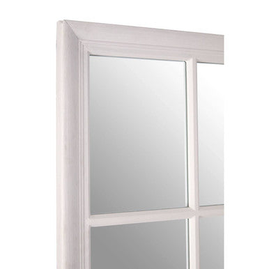 Hawthorne Antique White Finish Wooden Grid Wall Mirror