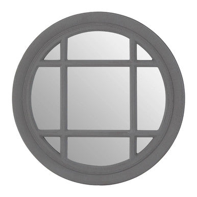 Hawthorne Antique Grey Round Wall Mirror