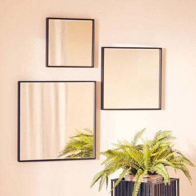 Matt Black Small Square Wall Mirror