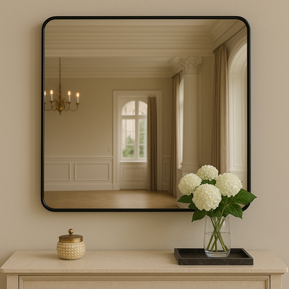 Candi Matt Black Square Wall Mirror