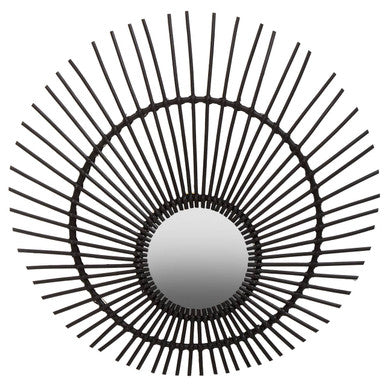 Mataram Black Natural Rattan Wall Mirror