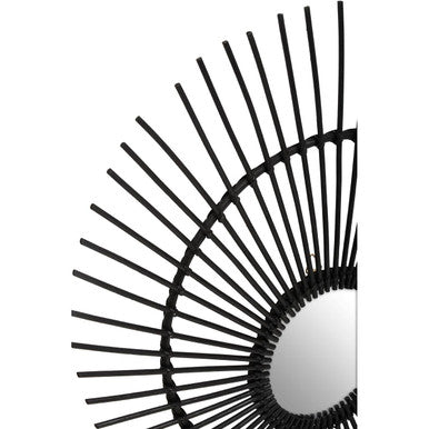 Mataram Black Natural Rattan Wall Mirror