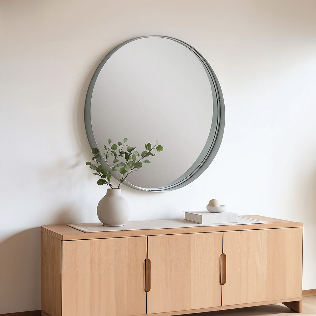 Large Round Silver Wall Mirror | Avento