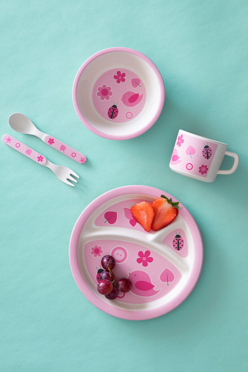 Eden Kids 5 Piece Pink Bamboo Dinner Set