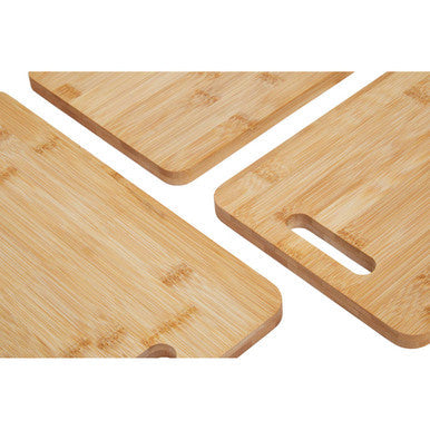 Aleki Natural Bamboo Set of 3 Chopping and Serving Boards with Handles