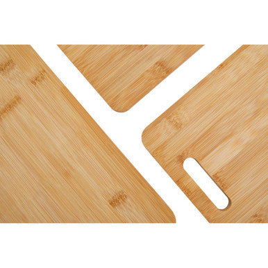 Aleki Natural Bamboo Set of 3 Chopping and Serving Boards with Handles