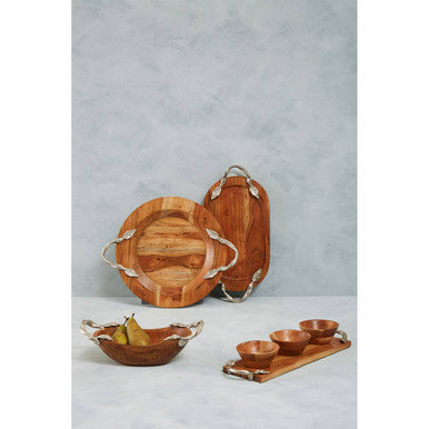 Vine Acacia Wood Small Oval Bowl