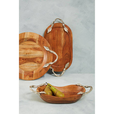 Vine Acacia Wood Small Round Tray
