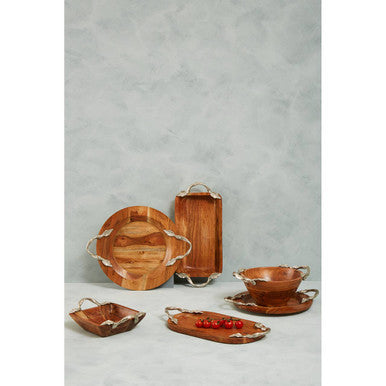 Vine Large Acacaia Wood Round Tray
