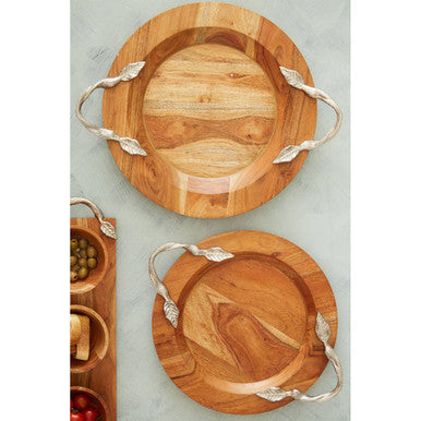 Vine Large Acacaia Wood Round Tray