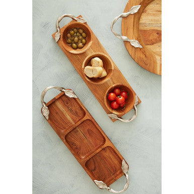 Vine  Acacia Wood 3 Section Serving Dish