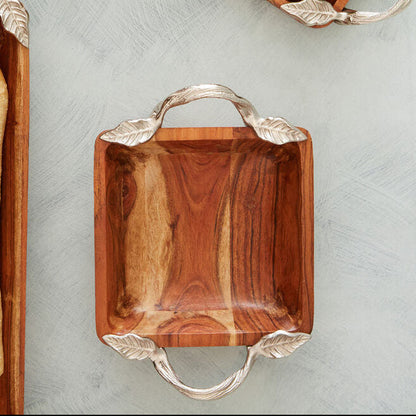 Vine Acacia Wood Square Bowl