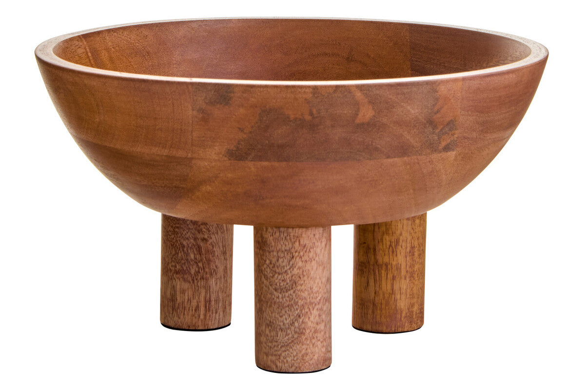 Kara Mango Wood Serving or Fruit Bowl with Footed Base