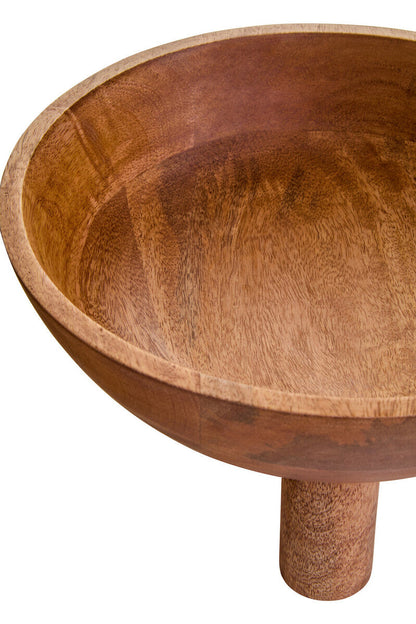 Kara Mango Wood Serving or Fruit Bowl with Footed Base