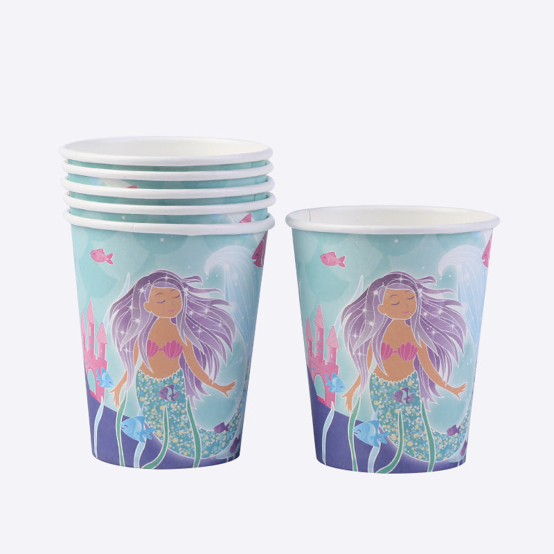 Disposable knife, fork, spoon, paper cup, paper plate