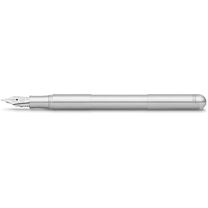Kaweco SUPRA Fountain Pen Stainless Steel I Exclusive Fountain Pen for Ink Cartridges Including Retro Metal Box I Fountain Pen 16.5 cm I Nib: F (Fine)
