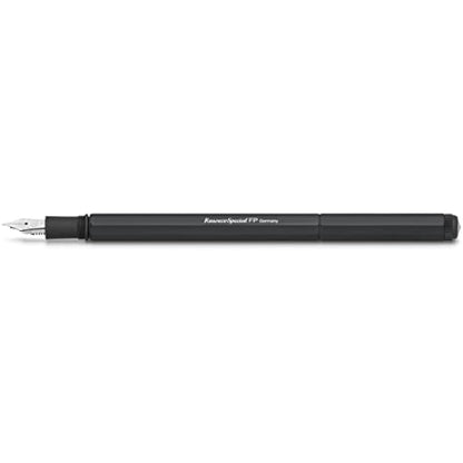 Kaweco Special Fountain Pen Black Aluminium in Octagonal Format I Exclusive Fountain Pen for Ink Cartridges Including Gift Metal Box I Nib Width F (Fine)