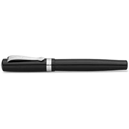 Kaweco STUDENT Black Fountain Pen I Premium Acrylic Fountain Pen for Ink Cartridges I Nostalgic Fountain Pen in Black with Silver Details I Student Pen 16 cm I Nib: EF (Extra Fine)