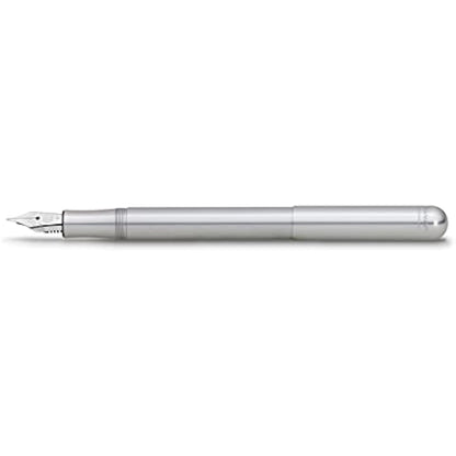 Kaweco LILIPUT Fountain Pen Silver I Premium Aluminium Fountain Pen for Ink Cartridges I Exclusive Fountain Pen 12.5 cm I Nib: BB (Extra Broad)