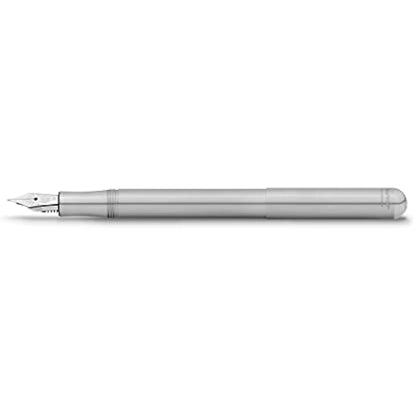Kaweco LILIPUT Fountain Pen Stainless Steel I Premium Stainless Steel Fountain Pen for Ink Cartridges I Exclusive Fountain Pen 12.5 cm I Nib: EF (Extra Fine)